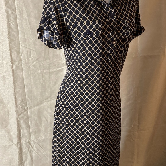 EN FOCUS STUDIO Women’s Dress Dark Blue Tan Patterned. Size 4 - Picture 2 of 12